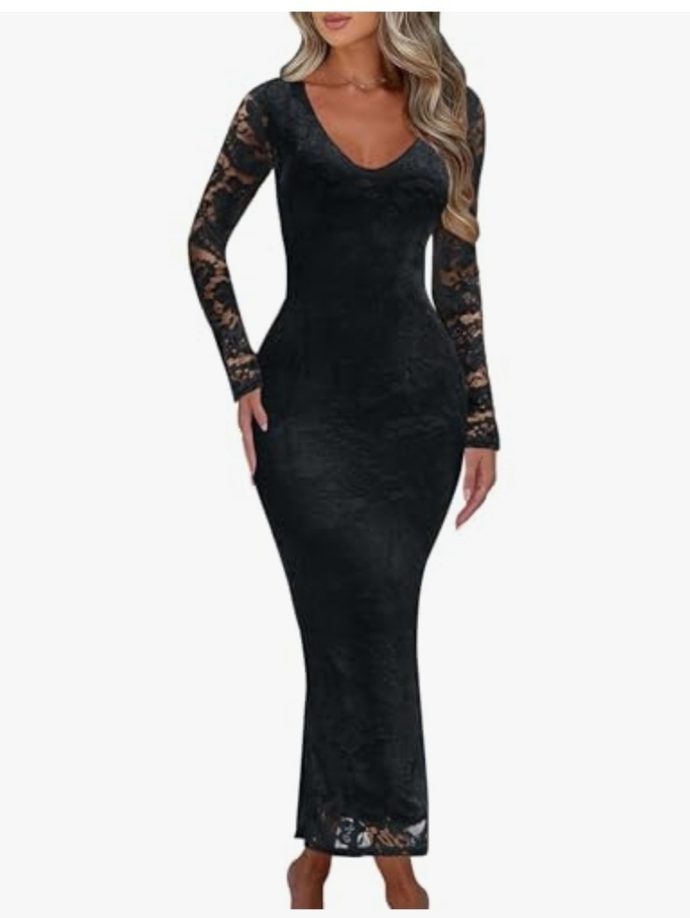 NWT Ekaliy Women Bodycon Maxi Dress Floral Lace Flare Sleeve SZ S P/P 16 L 53